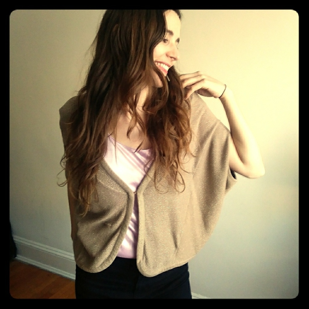 Vintage sparkle gold flowy sweater